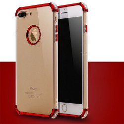 iPhone 7 Plus Metallic Electroplate Style Clear Case (Red)